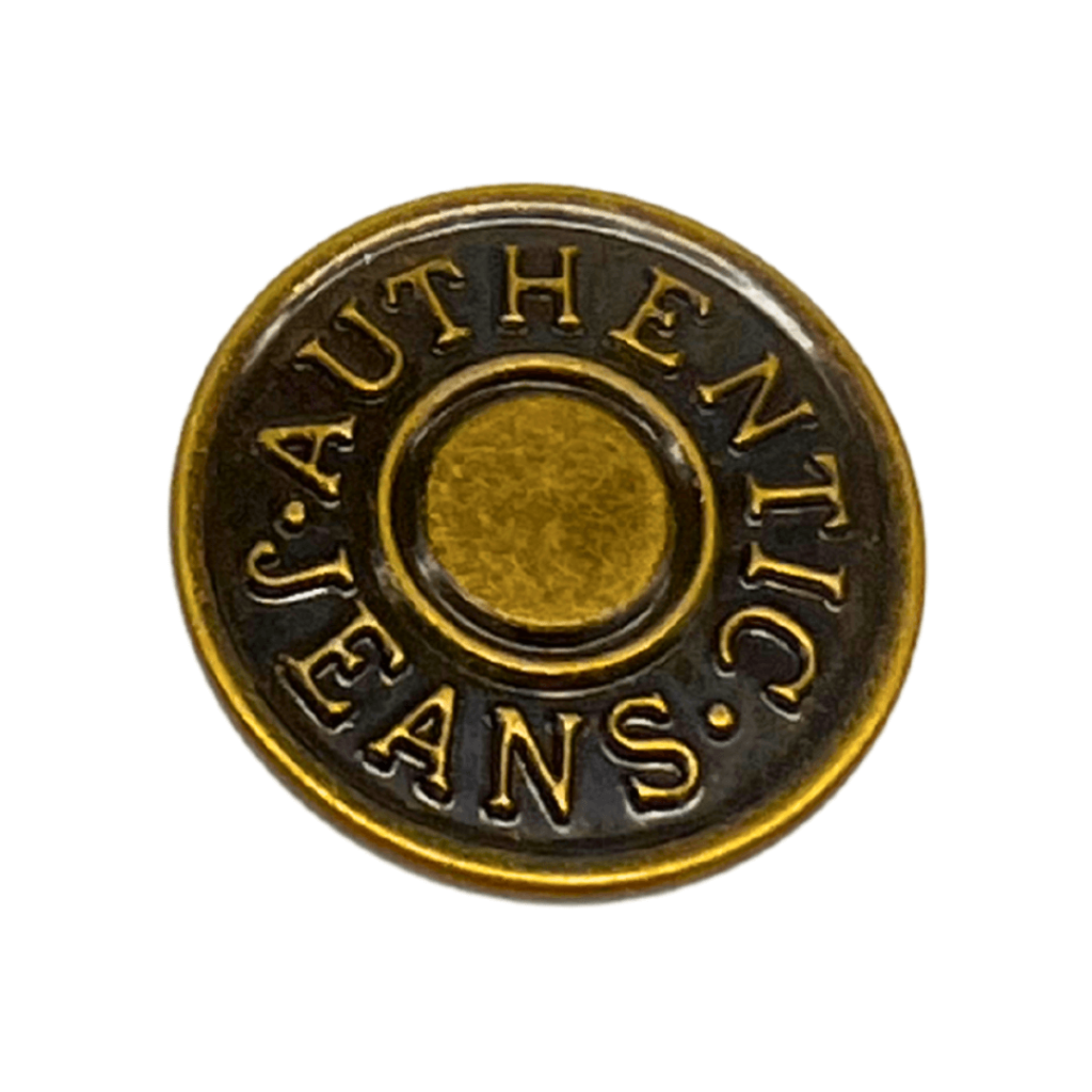 Detalle del botón metálico de hierro 17 mm con estilo industrial para ropa urbana