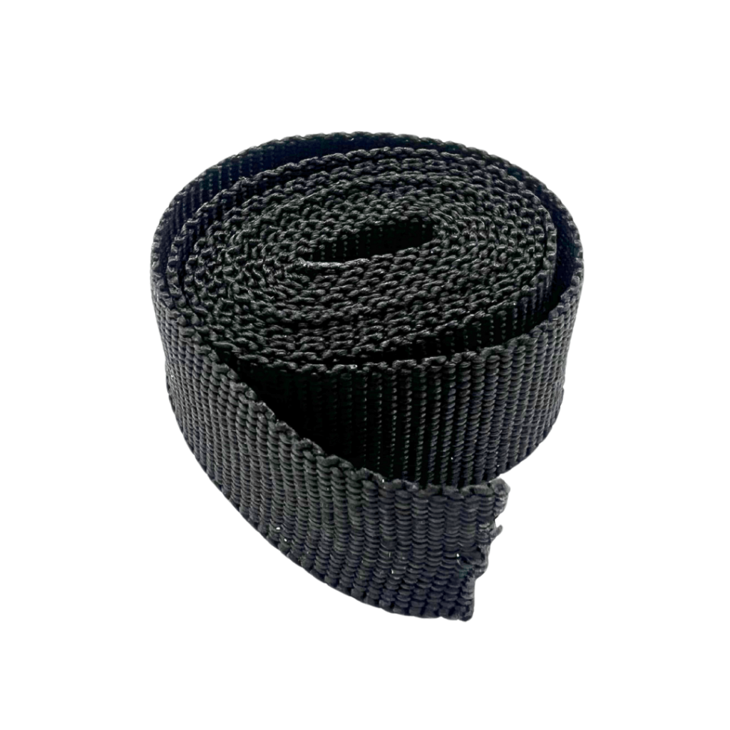 Vista frontal de la reata suave de poliéster ¾” en rollo de 100 metros