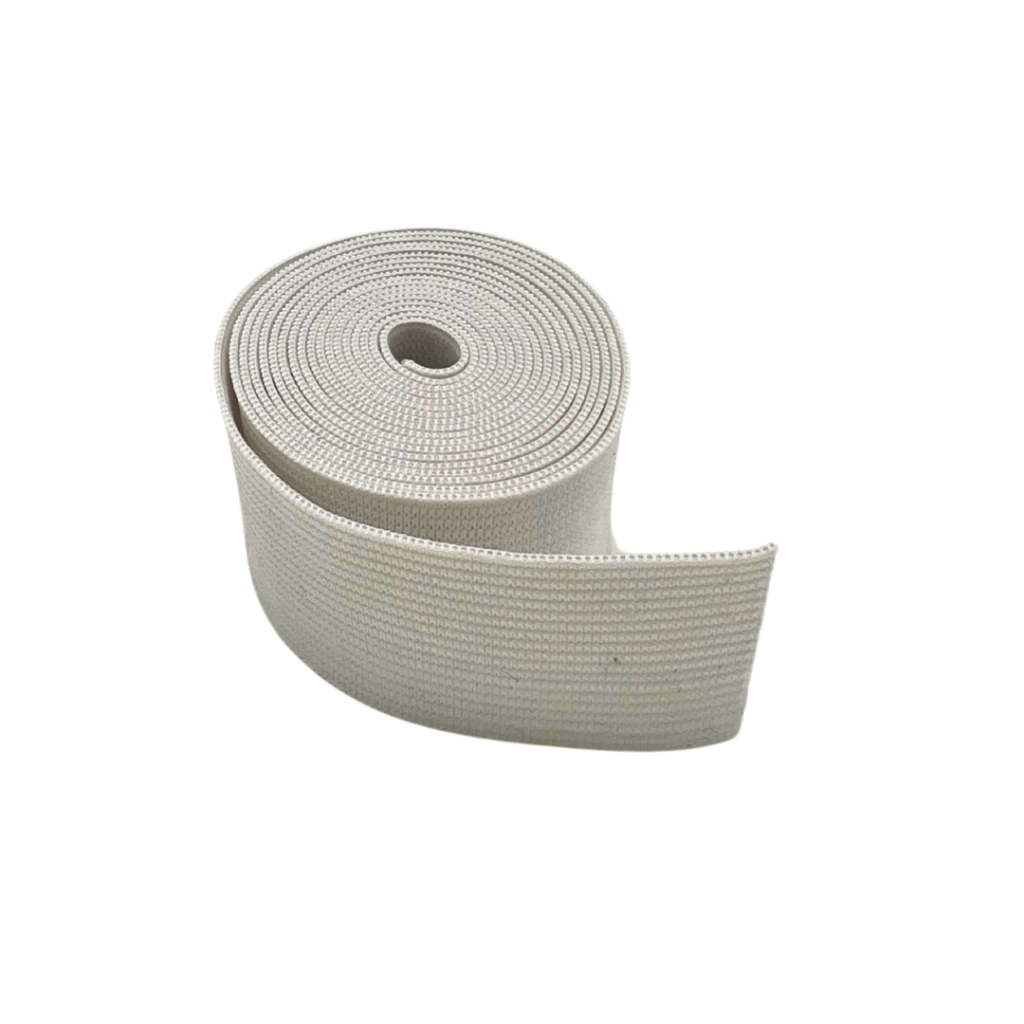 Resorte crochet de 3 cm mezcla algodón–nylon para pretinas en ropa cómoda y suave